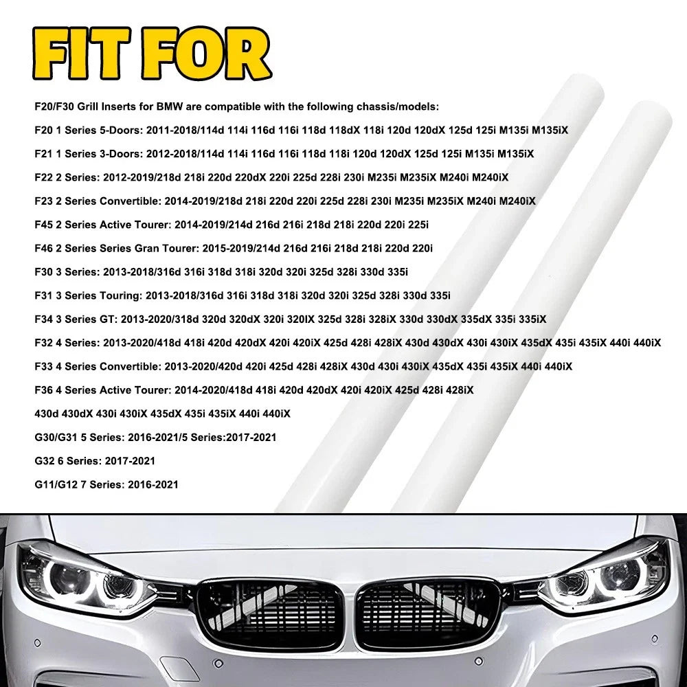 2 Front Car V Brace Grill Trim Strips for BMW 1/2/3/4 Series (F20 F30)