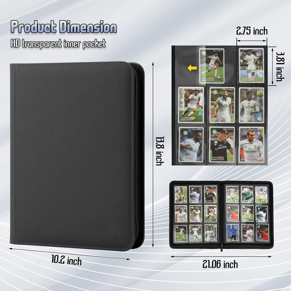 9 Pocket Card Binder for Collectibles - Double Sided, Black