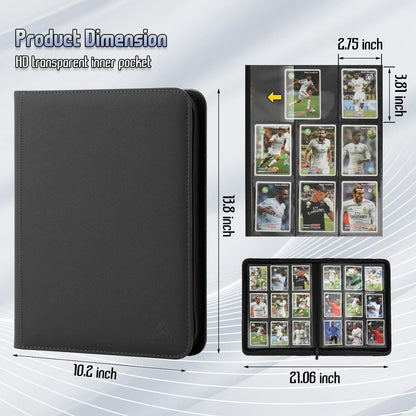 9 Pocket Card Binder for Collectibles - Double Sided, Black