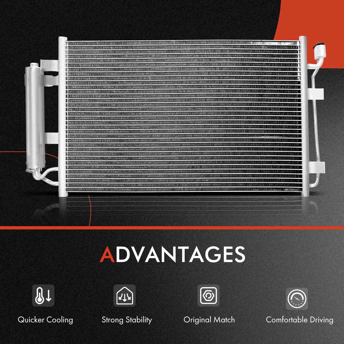 2X Radiator & AC Condenser Cooling Kit for Nissan Leaf (2011–2012) 214103NA0A, 921003NA0A, 921103NA0A