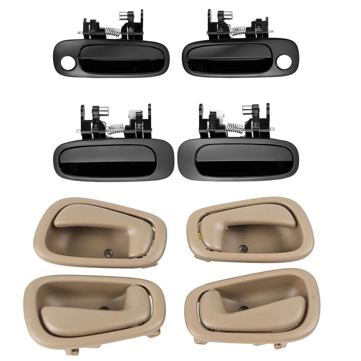 Set of 4 Door Handles for Toyota Corolla (1998–2002) - Black/Brown