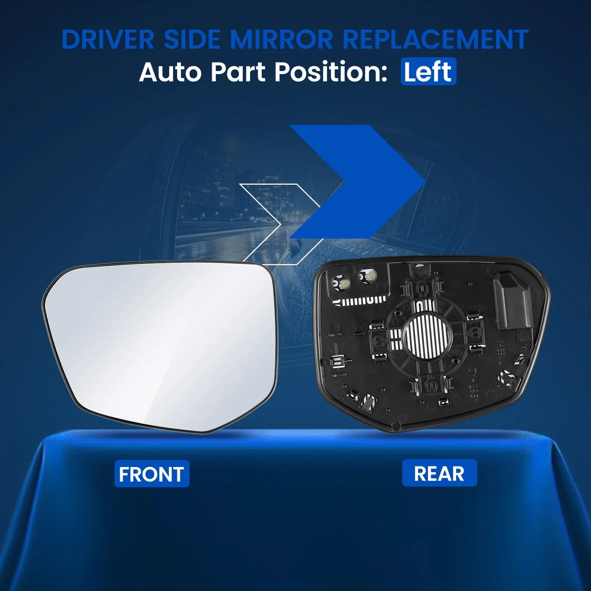 Left Side Heated Door Mirror Glass W/Plate for Honda Civic (2016–2021)
