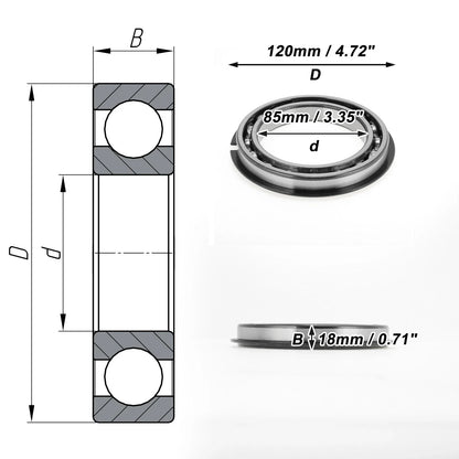 Deep Groove Ball Bearing 6917NR for Scooter Skateboard Wheel (P0 85x120x18mm)