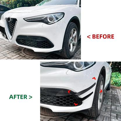 ABS Carbon Look Front Bumper Side Air Vent Fin Trim for Alfa Romeo Stelvio (2017–2025)
