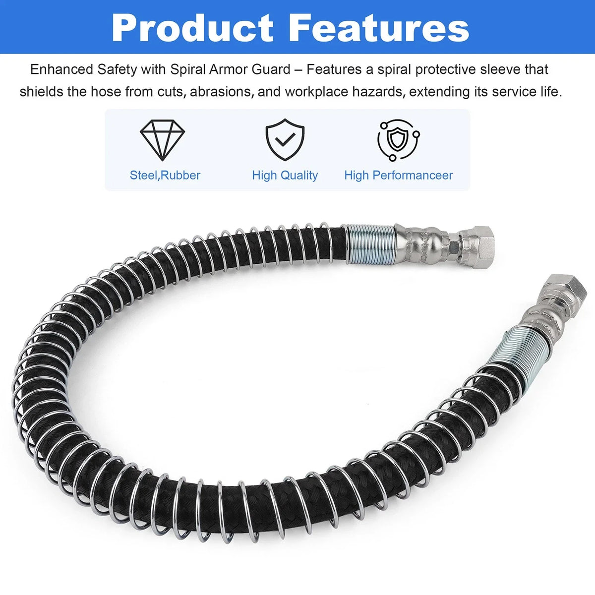 24" Propane Tank Hose for Forklift (Universal) - 3/8" Connection Crimped LPG