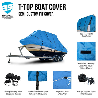 Fishing Boat Cover for Contender 35 Tournament (T-Top, Hard-Top)