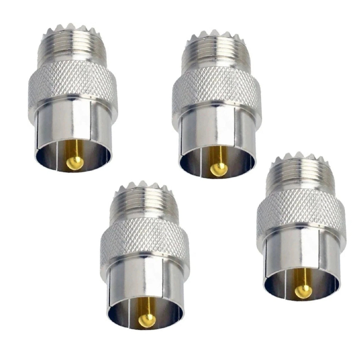 Set of 4 PL259 to SO239 Push On Adapters for Ham Radio Antenna Connector