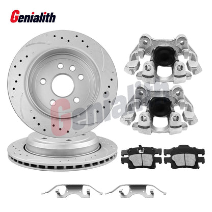 Rear Disc Rotors & Pads + Brake Calipers for Jeep Grand Cherokee Dodge Durango (2011–2020)