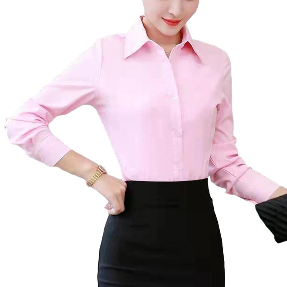Ladies Office Business Shirt for Women Long Sleeve Blouse