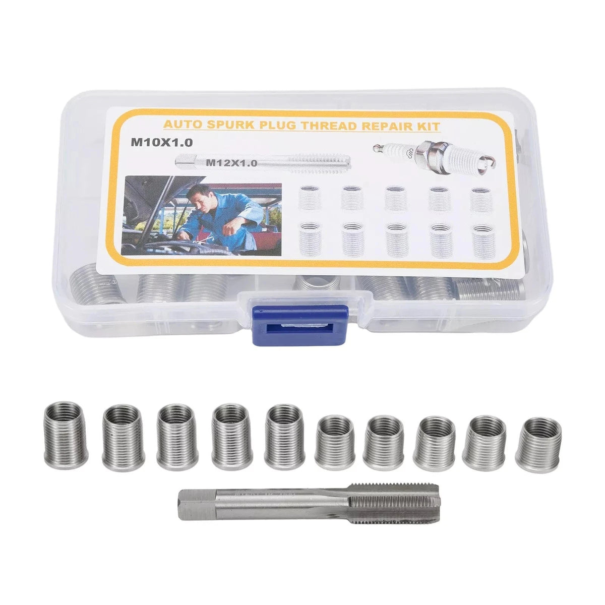 Set of 1 Spark Plug Thread Repair Tool with M10x1.0 Inserts for Automotive