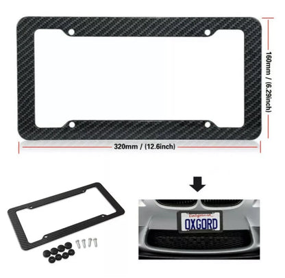 Carbon Fiber License Plate Frame Cover for Universal Cars (USA Size)