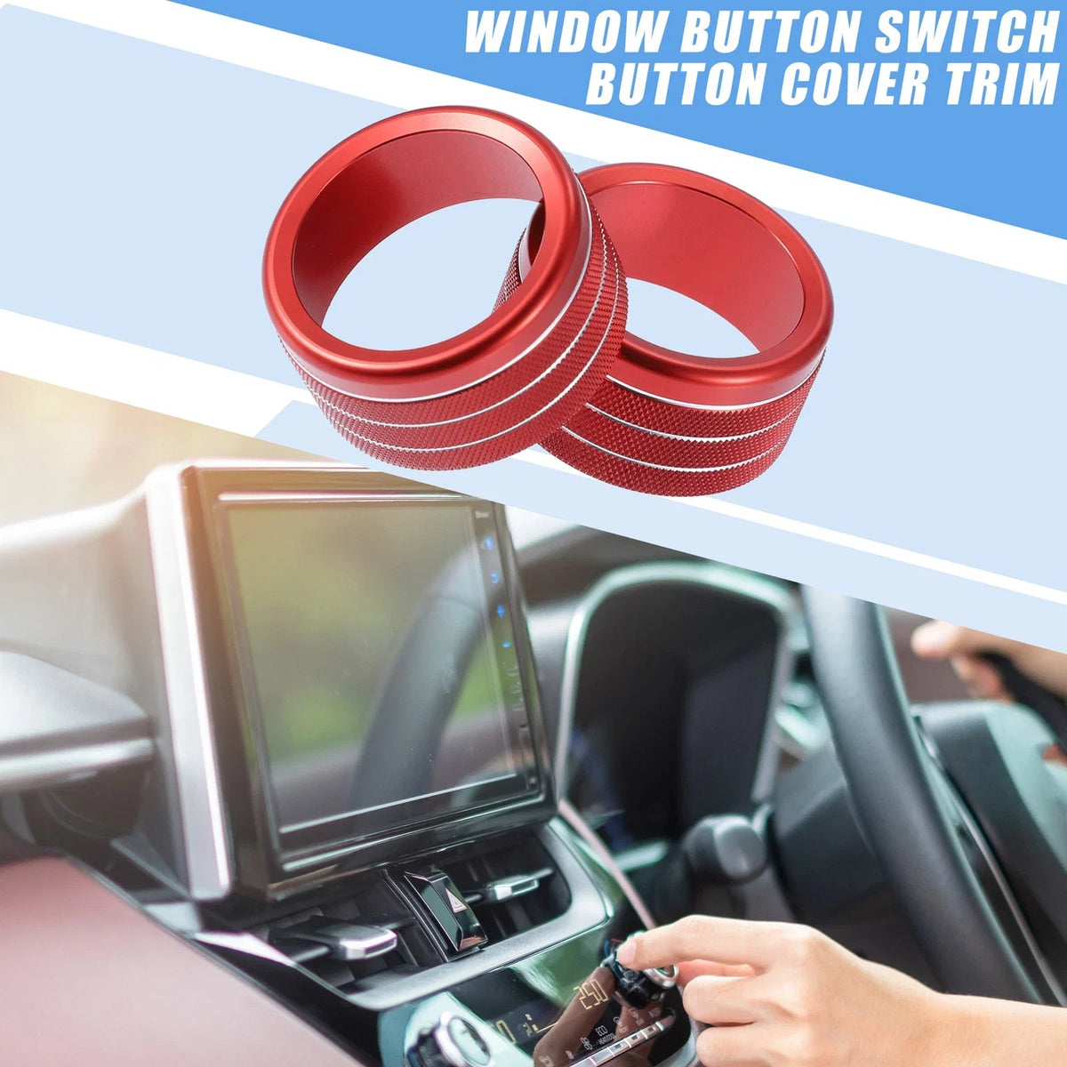Set of 2 Air Conditioning Control Switch Knob Covers for Toyota Tundra (2014–2021) Red