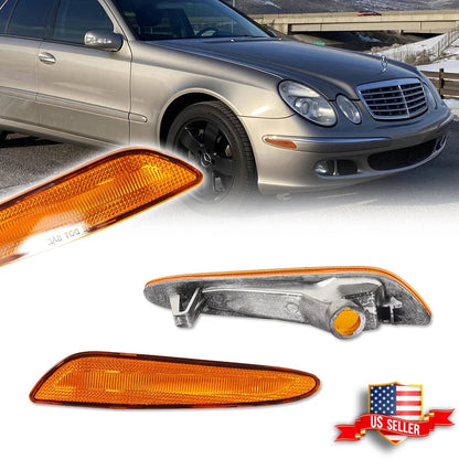 Set of 2 Amber Lens Front Bumper Side Marker Lights for Mercedes W211 (2003–2006)