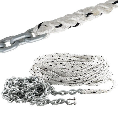 Windlass Anchor Rode 9/16"x150' Rope & 5/16"x20' G4 Chain for Boats