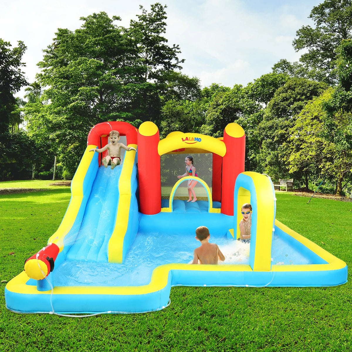 Inflatable Bounce House Water Slide Pool for Kids with Air Blower