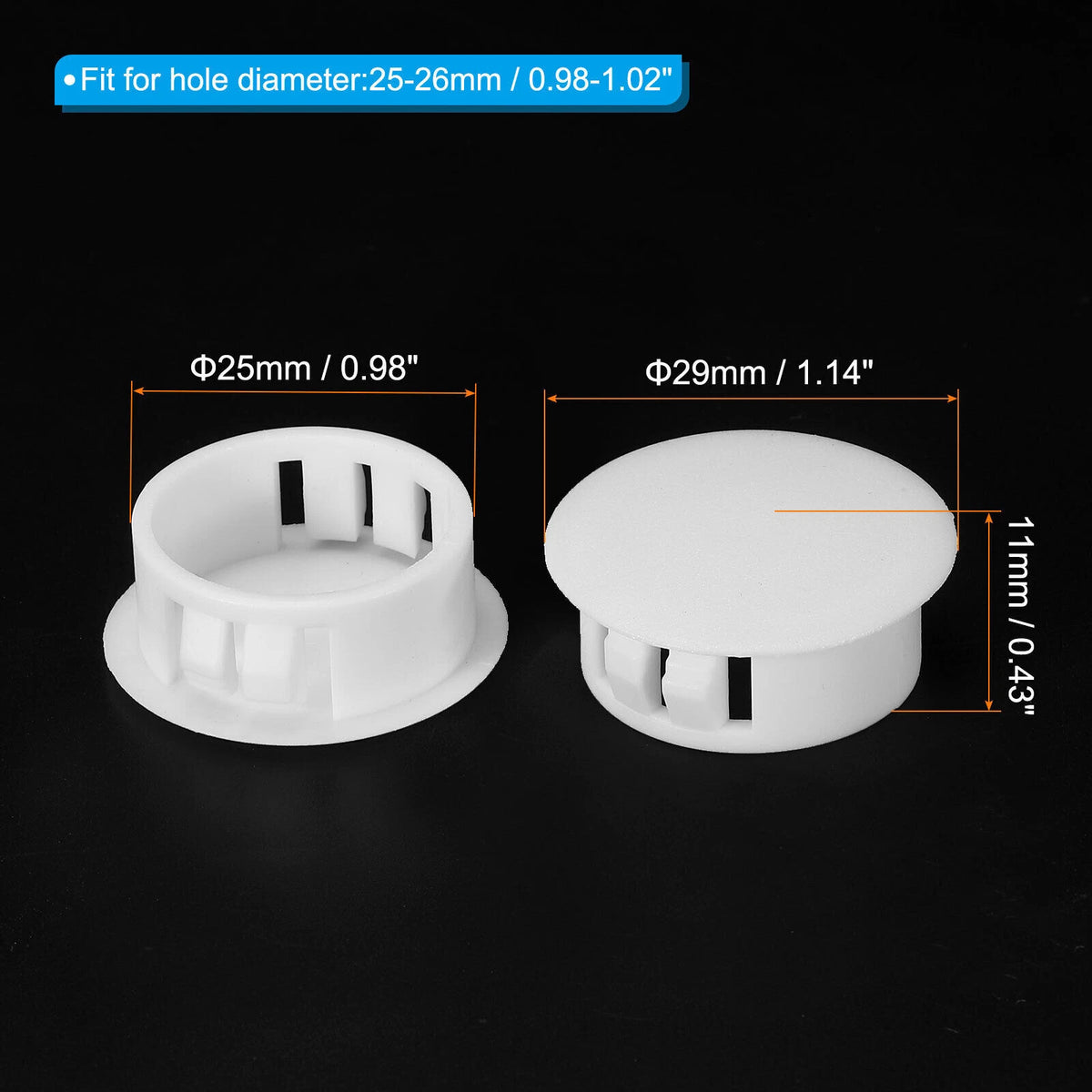 30/60/90/150pcs 1" Plastic Hole Plugs for Various Applications