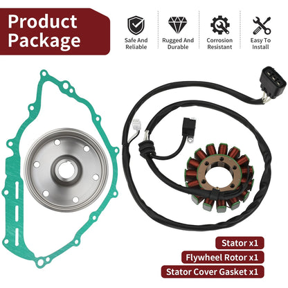 Flywheel Rotor Magneto + Stator + Gasket for Yamaha Grizzly 700 (2007–2008) 3B4-81450-00-00, 3B4-15451-00-00, 28P-81410-01-00