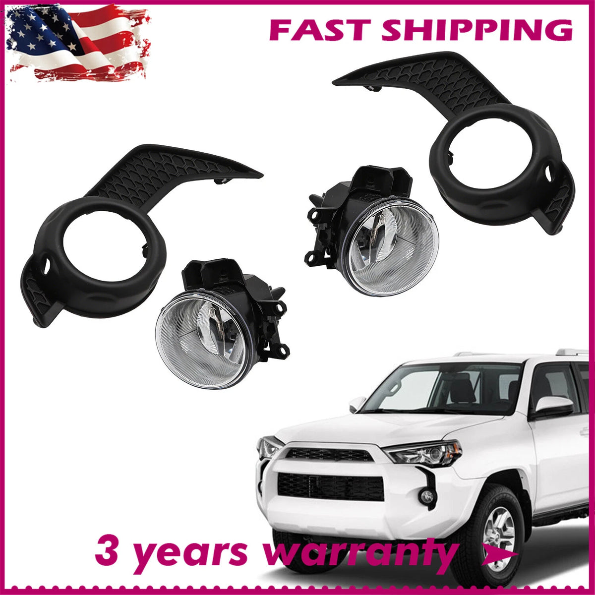 Pair Front Fog Lights for Toyota 4Runner (2014–2020)