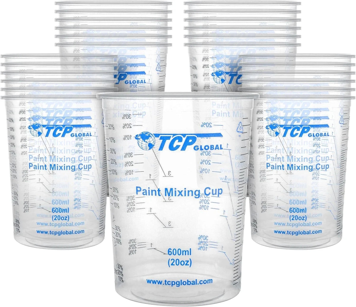 Set of 25 Graduated Plastic Mixing Cups for TCP MC-F20-25PK