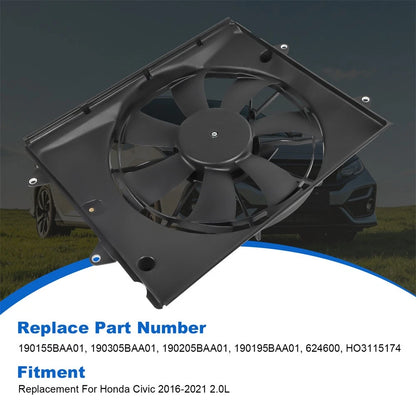 Radiator Cooling Fan Assembly for Honda Civic (2016–2021) 190155BAA01, 190305BAA01