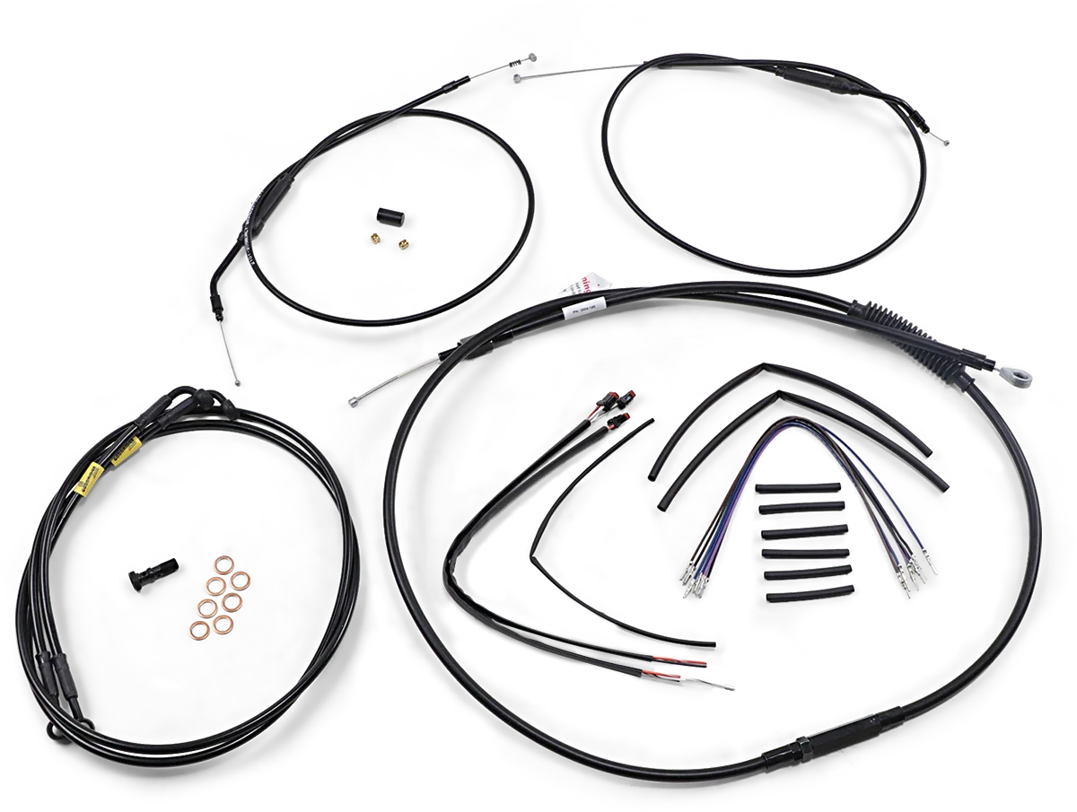 Burly Brand Jail Bar Cable Kit for Harley Dyna (2012–2017) - 12" Black Vinyl