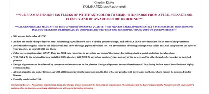 Graphic Decals Stickers for Yamaha YXZ 1000R (2015–2018)