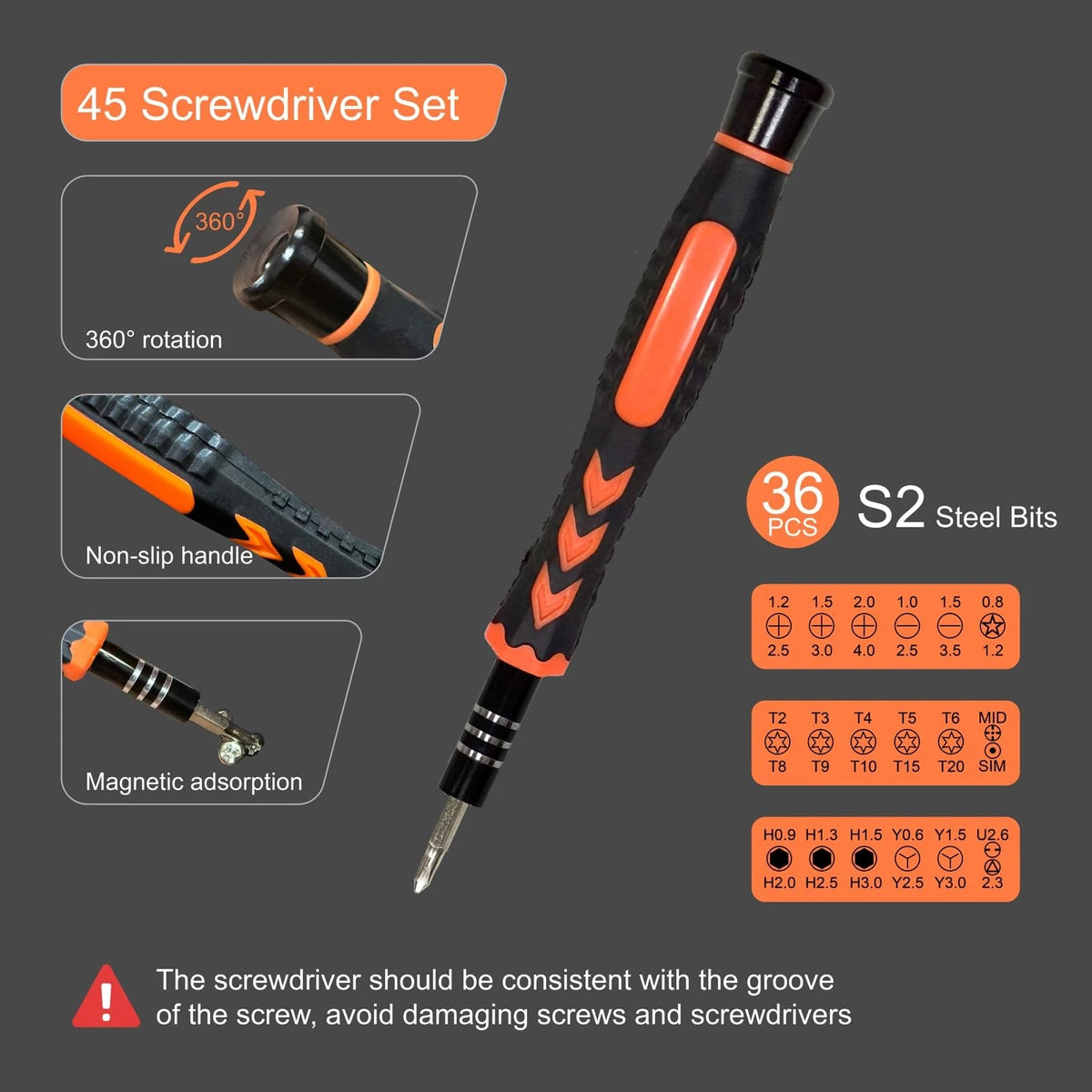 45PCS Precision Screwdriver Set for Automotive Repair Tools