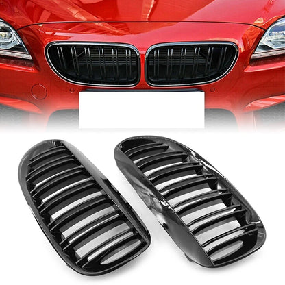 2X Front Kidney Bumper Grille for BMW E63 E64 650i M6 (2004–2010) Gloss Black
