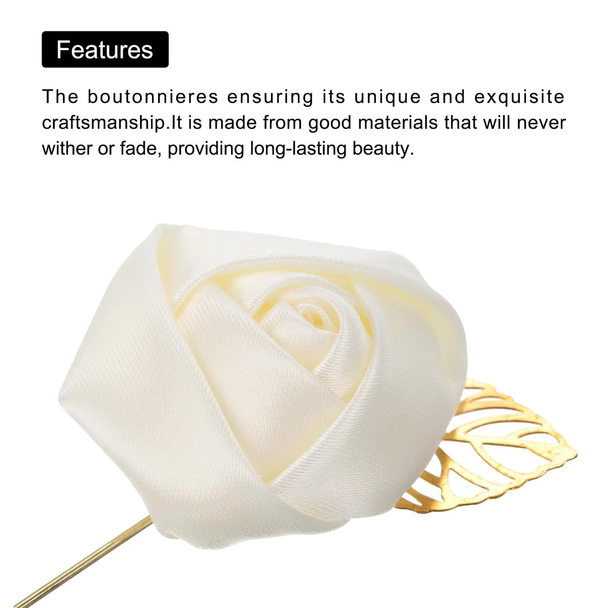 6X Groom Boutonnieres Rose Pins for Pure White