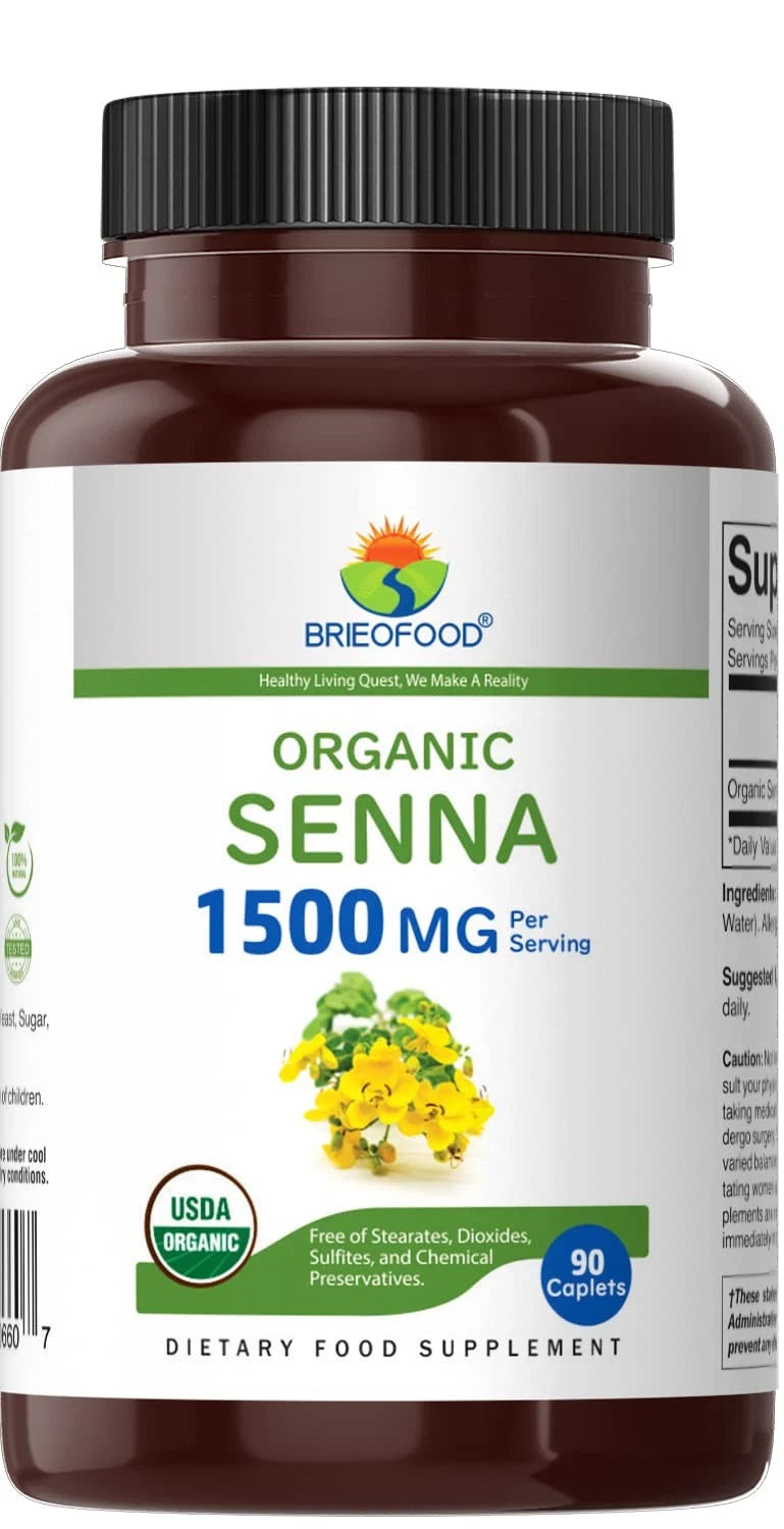 Organic Senna 1500mg for Dietary Supplement (45 Servings, Vegetarian)
