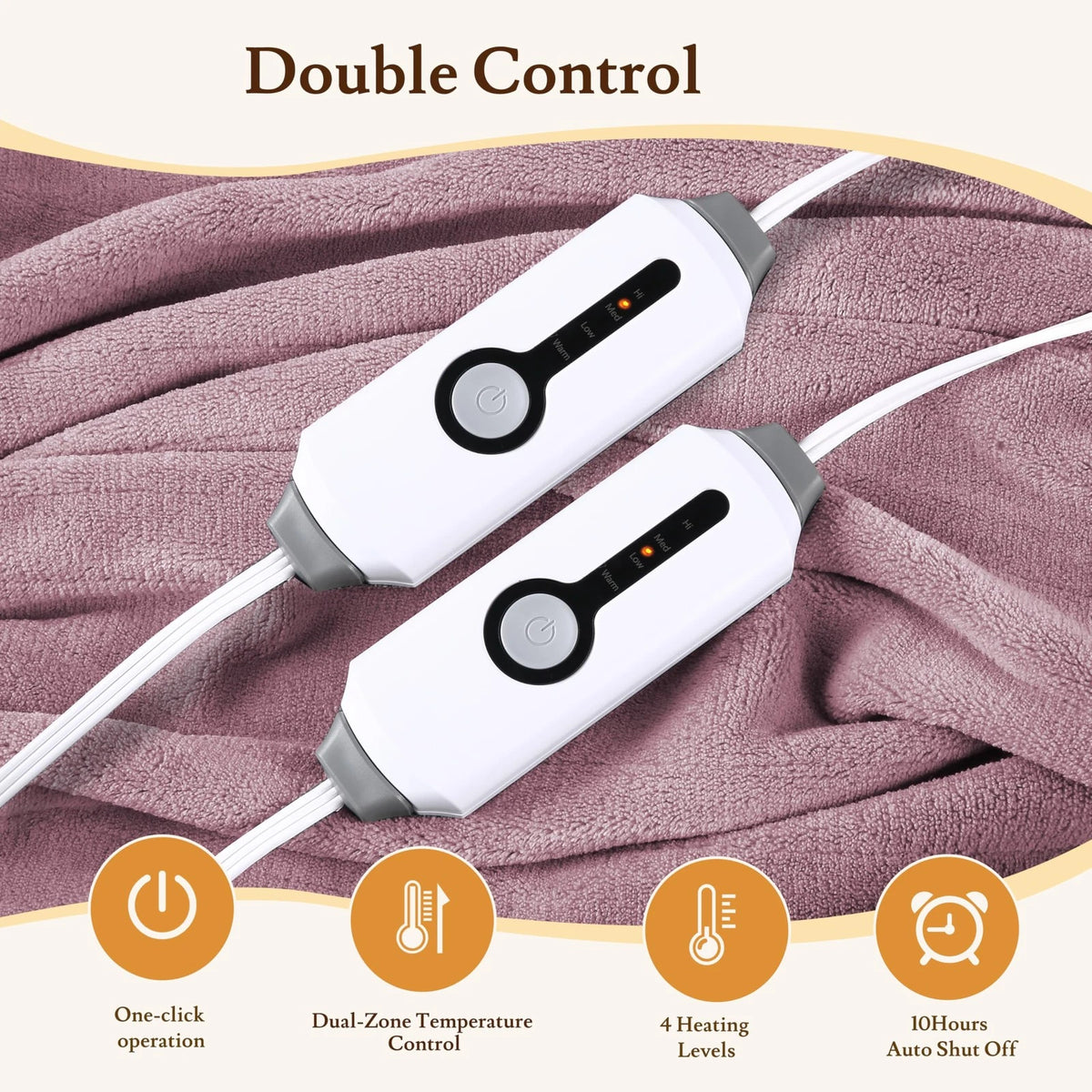 Electric Heated Blanket 90"×100" King Size Microplush