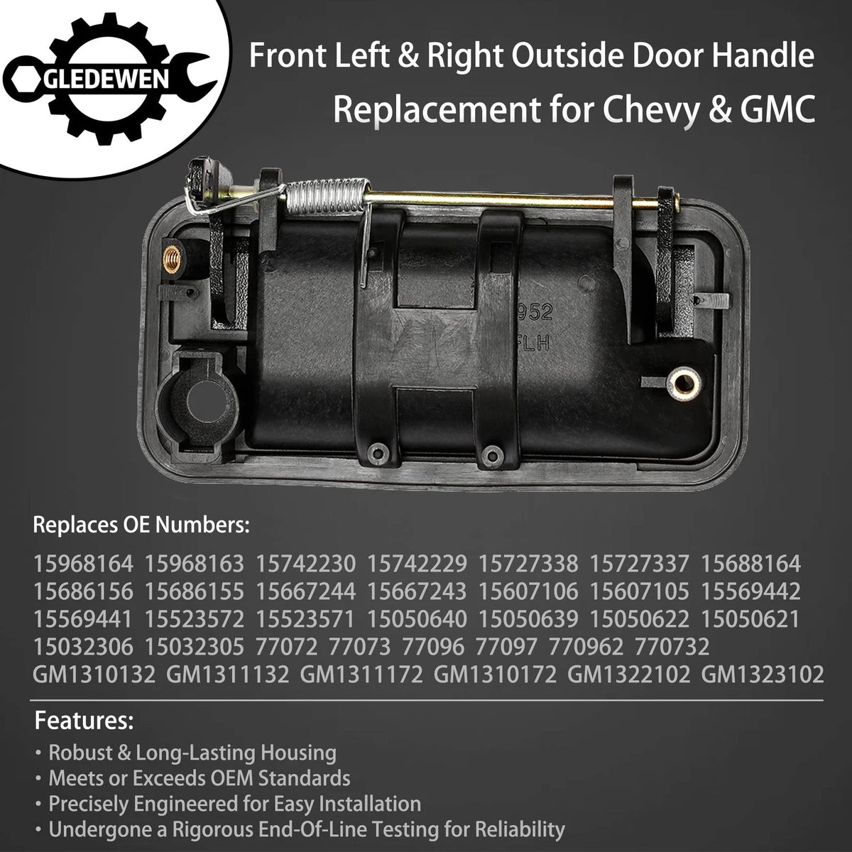 Metal Exterior Door Handle for Compatible Lever FL&FR-2P (2010–2020)