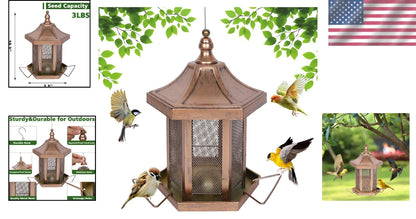 3LB Capacity Hexagon Bird Feeder for Birdwatching