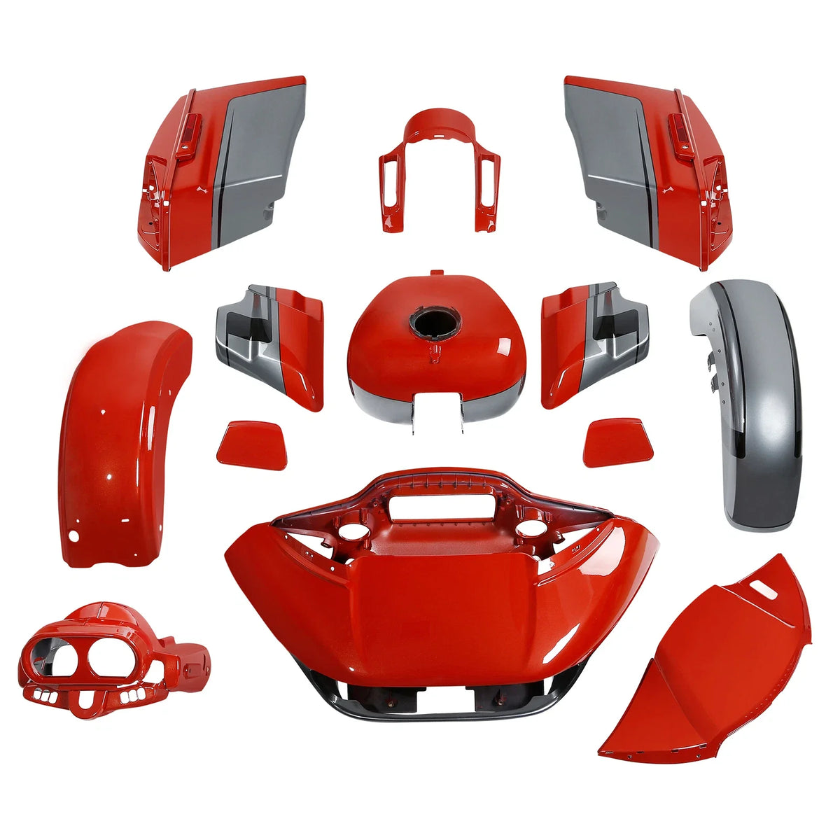 Fairings Body Kit for Harley CVO Road Glide (2015–2024) Pearl Red & Silver Gray