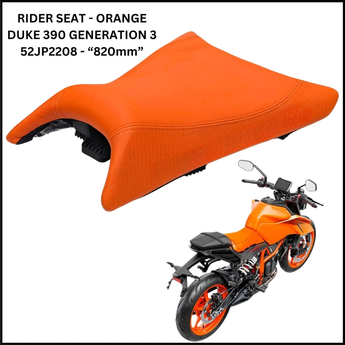 Rider Seat Front 820mm for KTM Duke 250 390 (2024) - Orange