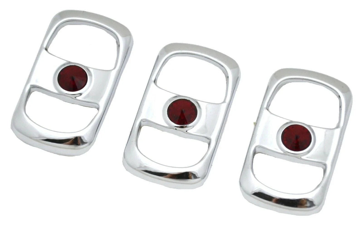 Set of 3 Rocker Switch Covers for Freightliner (UP#42054) Red Jewel Plastic