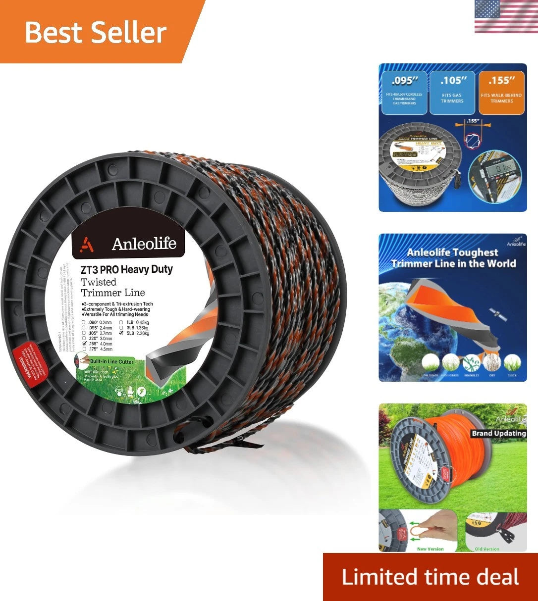 .155-Inch Diamond Trimmer Line Spool for All Major Trimmer Brands