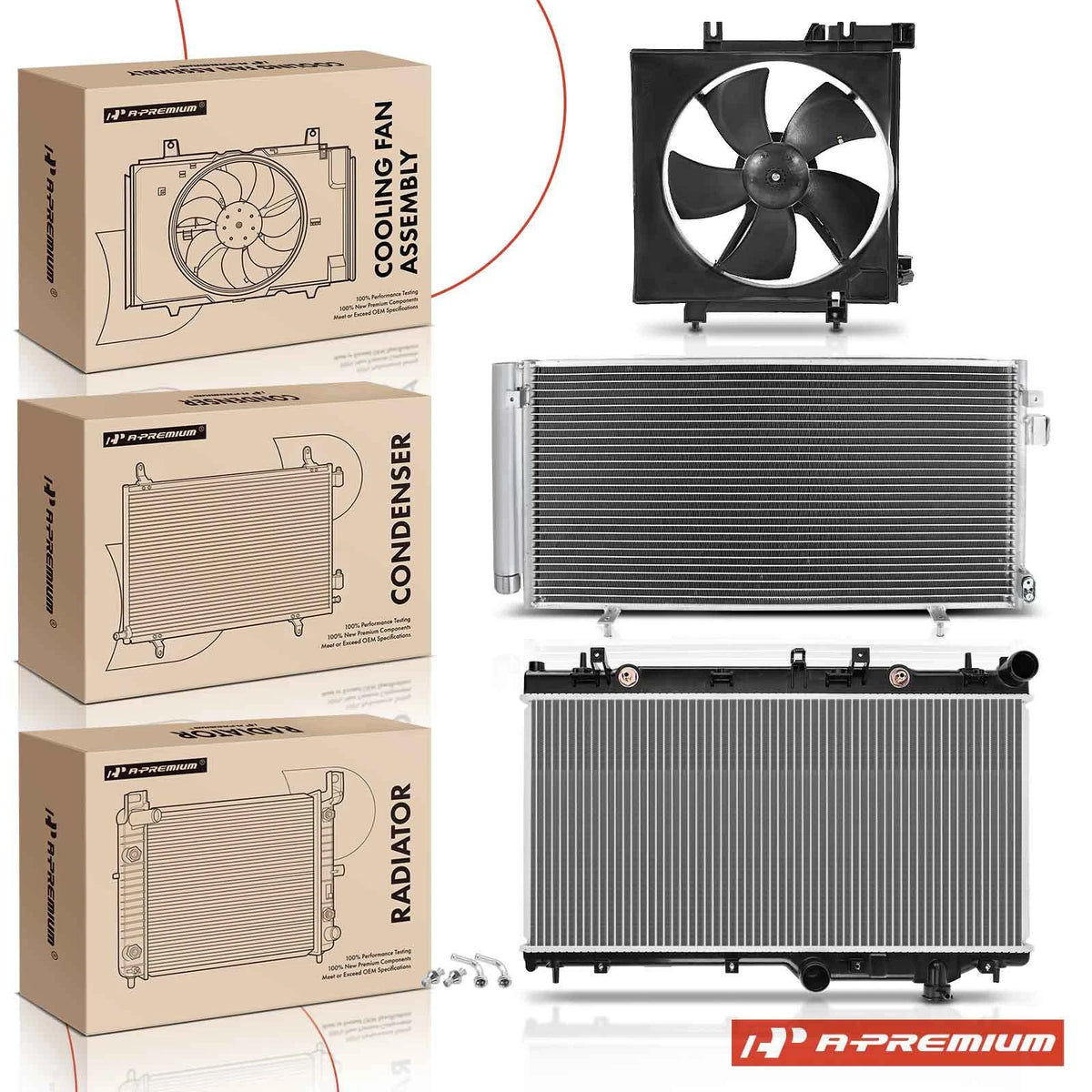 Radiator & AC Condenser & Cooling Fan Kit for Subaru Impreza Forester (2011–2021) - 45111AG00A, 45111AG06A, 2777, 3689, 621260