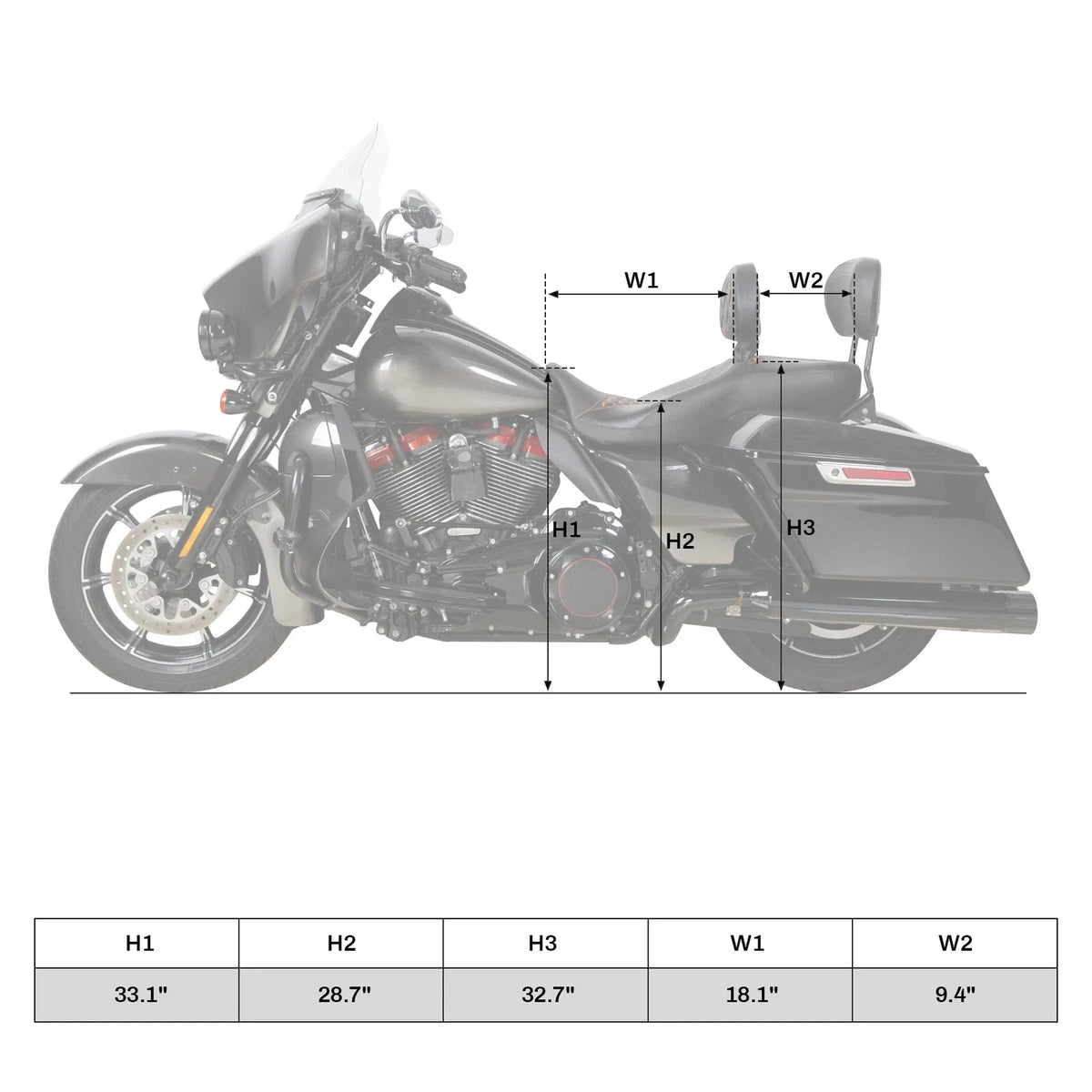 Driver Passenger Seat for Harley Touring Electra Street Glide (2009–2023)