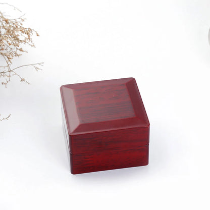 Deluxe Cherry Rosewood Ring Box for Jewelry Display