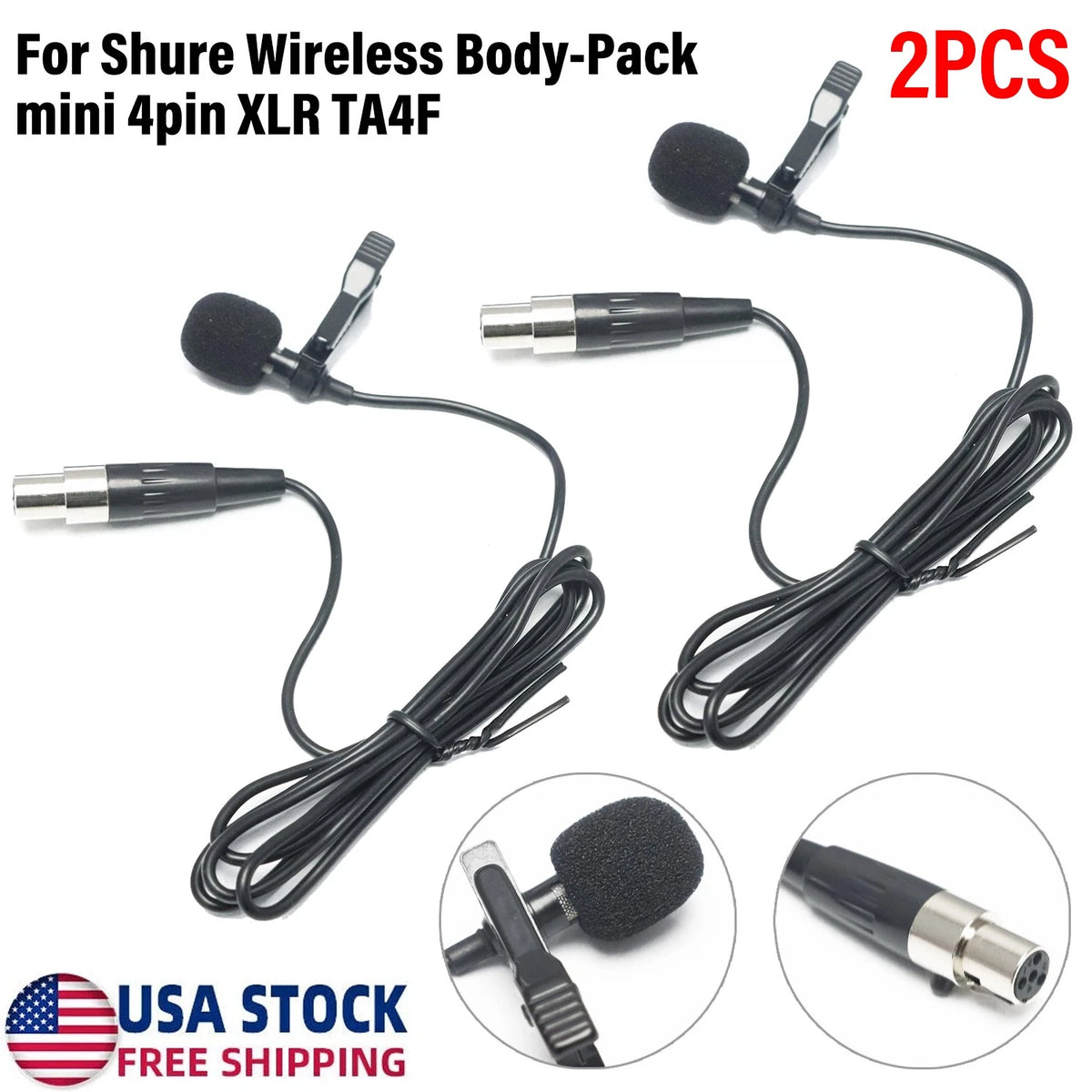 2X Pro Lavalier Microphone for Shure Wireless Body-Pack TA4F