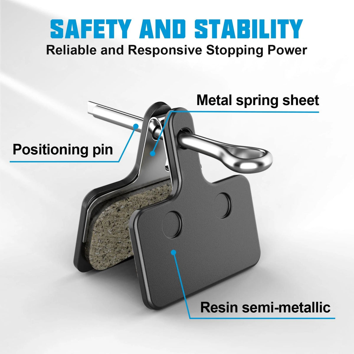8 Pairs Resin Semi-Metallic Brake Pads for Disc Bicycle Mountain Road