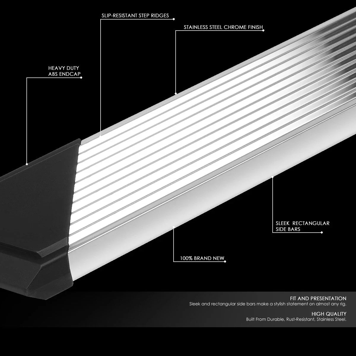 Set of 2 Polished Pleated Step Bar Running Boards for Ram 1500 (2019–2022)