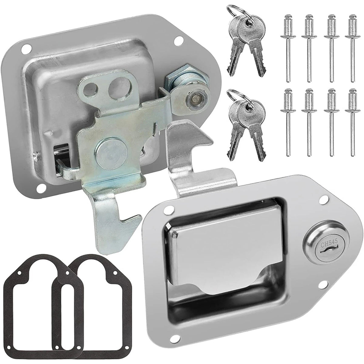 2Pcs Trailer Door Latch Handle Lock Keys for Camper RV Truck Tool Box