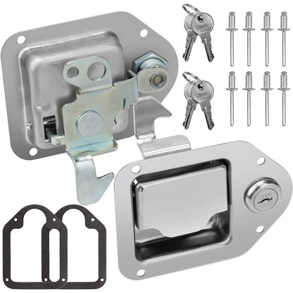 2Pcs Trailer Door Latch Handle Lock Keys for Camper RV Truck Tool Box