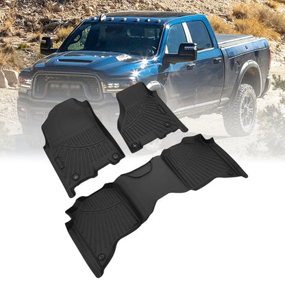 Set of 2 TPE Floor Mats Liners for Dodge Ram 2500 3500 Crew Cab (2019–2024)