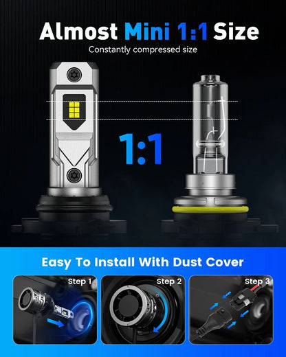 Set of 4 NOVSIGHT 9005 H11 LED Headlight Bulbs 6500K for High/Low Beam
