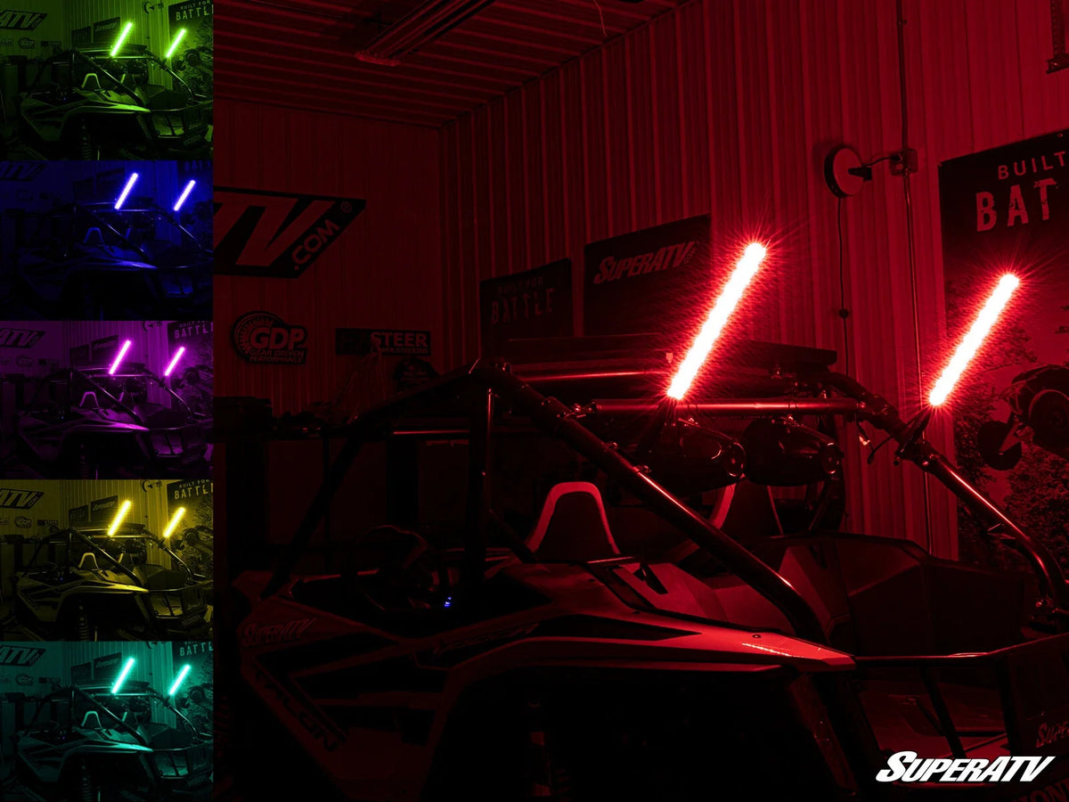 Set of 2 RGB LED Whip Lights for SuperATV (2015–2023)