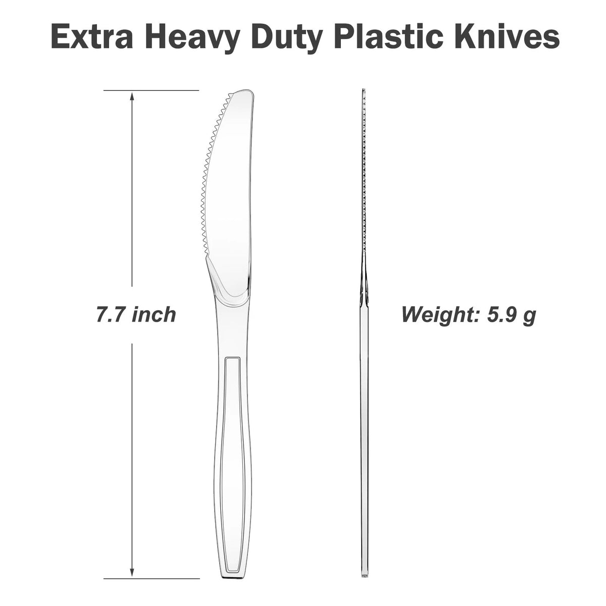 360 Count Extra Heavy Duty Clear Plastic Knives for Standard Use