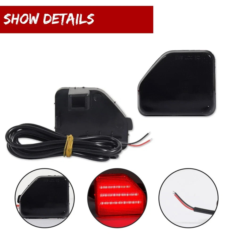 Smoked Lens Red LED Rear Bumper Reflector Light Kit for Jeep Wrangler JL (2018–2023)